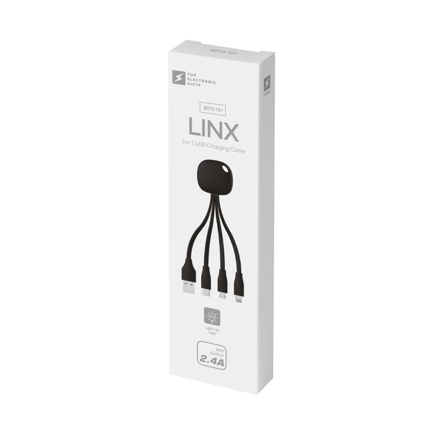 Зарядний кабель 3 в 1 з підсвідкою Linx, ТМ TEG